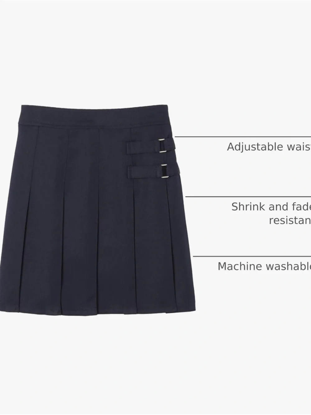 Pleated Adjustable-Waist Skirt - Navy
